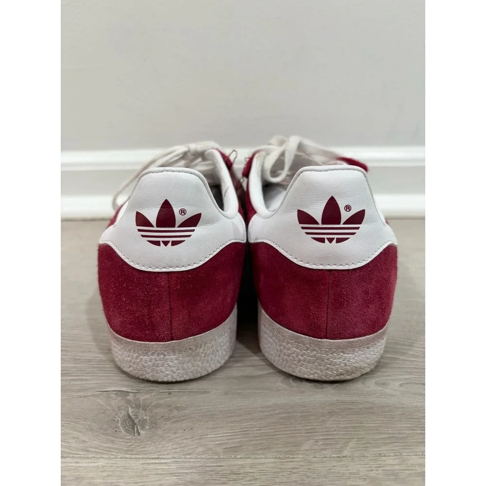 Adidas Gazelle Mens Burgundy White Suede Low Top Sneakers B41645 Size 7 Athletic